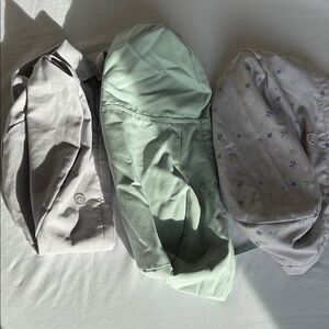 Set of Three Capy Scrub Caps in Gray, Mint, and Patterned